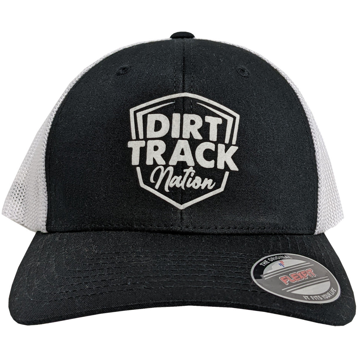 Dirt Track Nation Black w/ White Mesh Fitted Hat