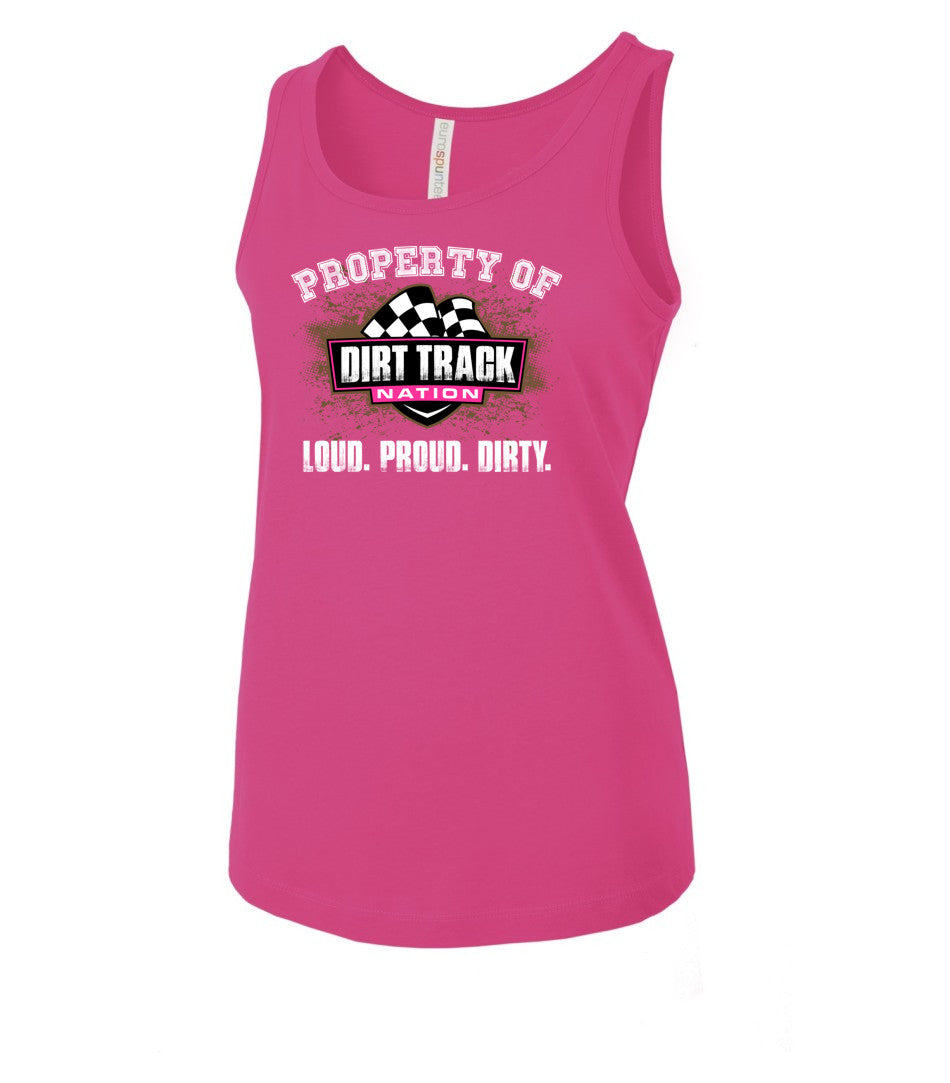 Dirt Track Nation Ladies' Pink Logo Tank Top